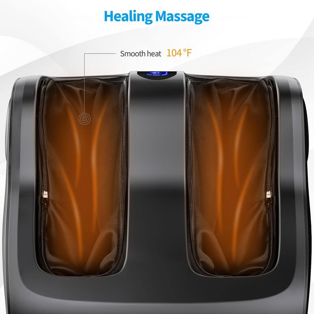 Costway 6-Speed Shiatsu Foot and Calf Massager WCompression Kneading Heating and Vibrating in Black JS10017US-BK