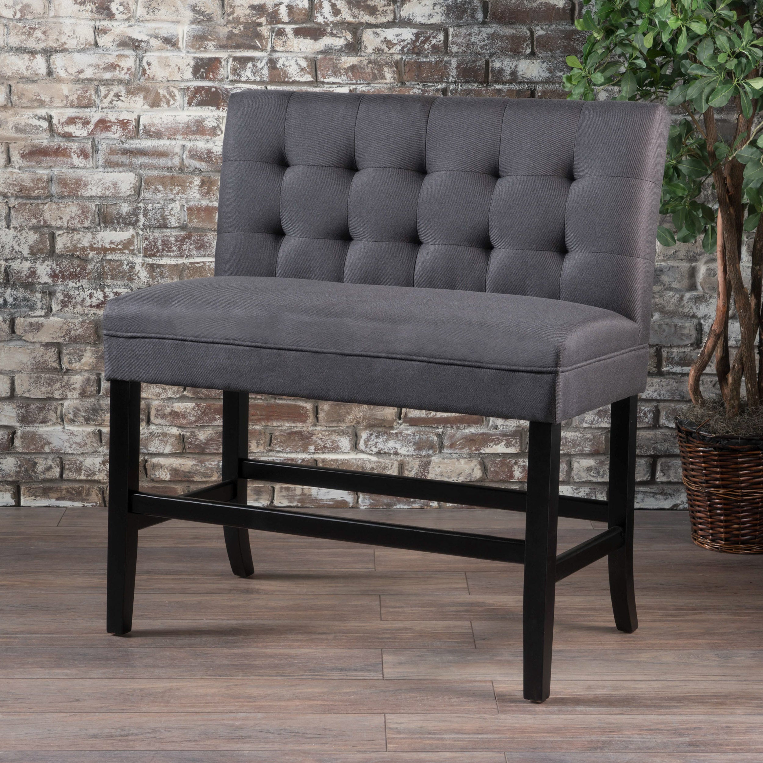 Paddy Tufted Back Fabric 26-Inch Barstool Bench