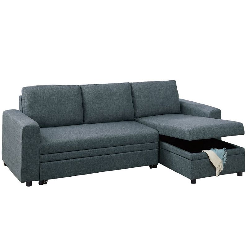 F.c Design Convertible Sectional Sofa With Pull Out Bed Reversible Chaise Storage Sofa