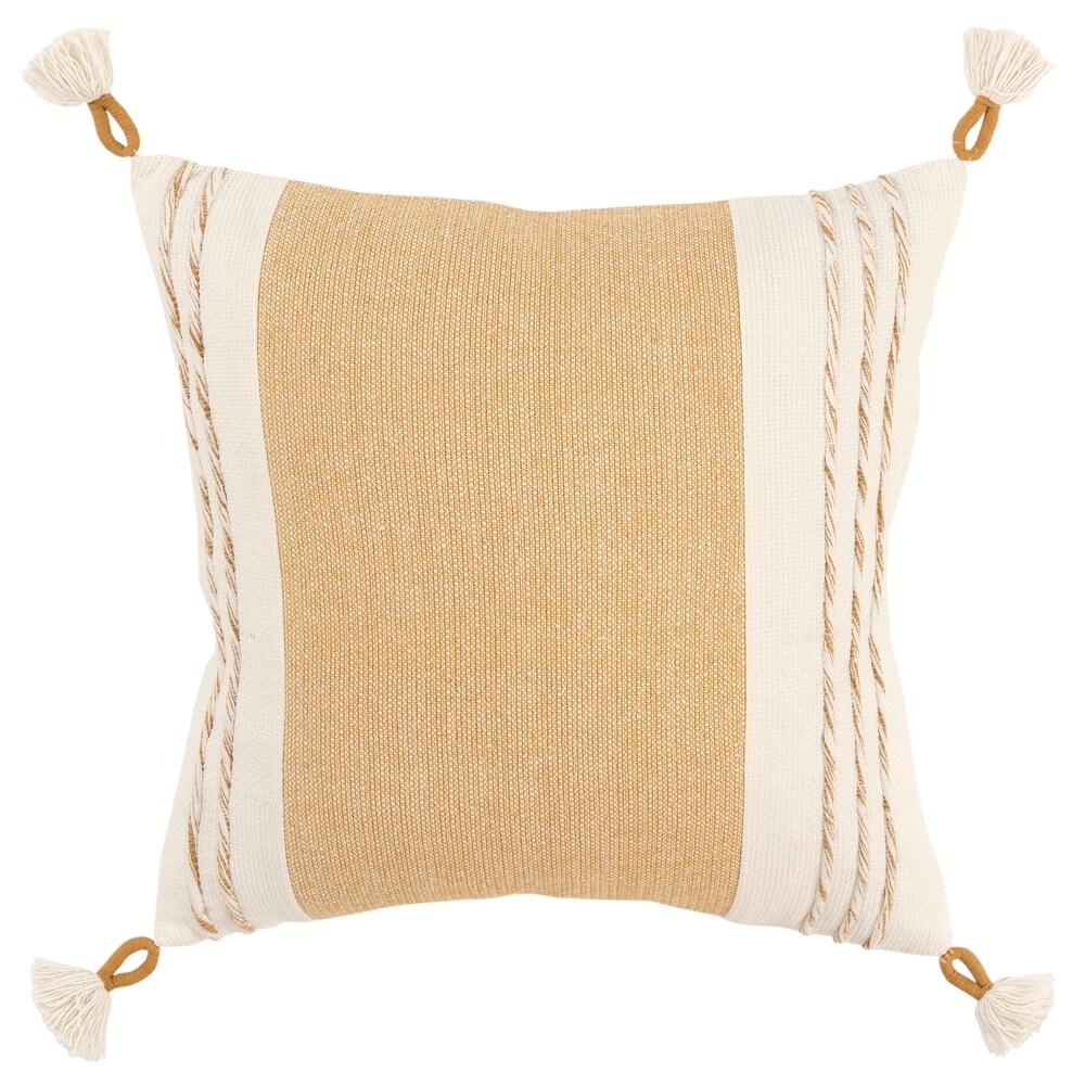 Rizzy Home Woven Striped Square Throw Pillow Cover with Tassels..