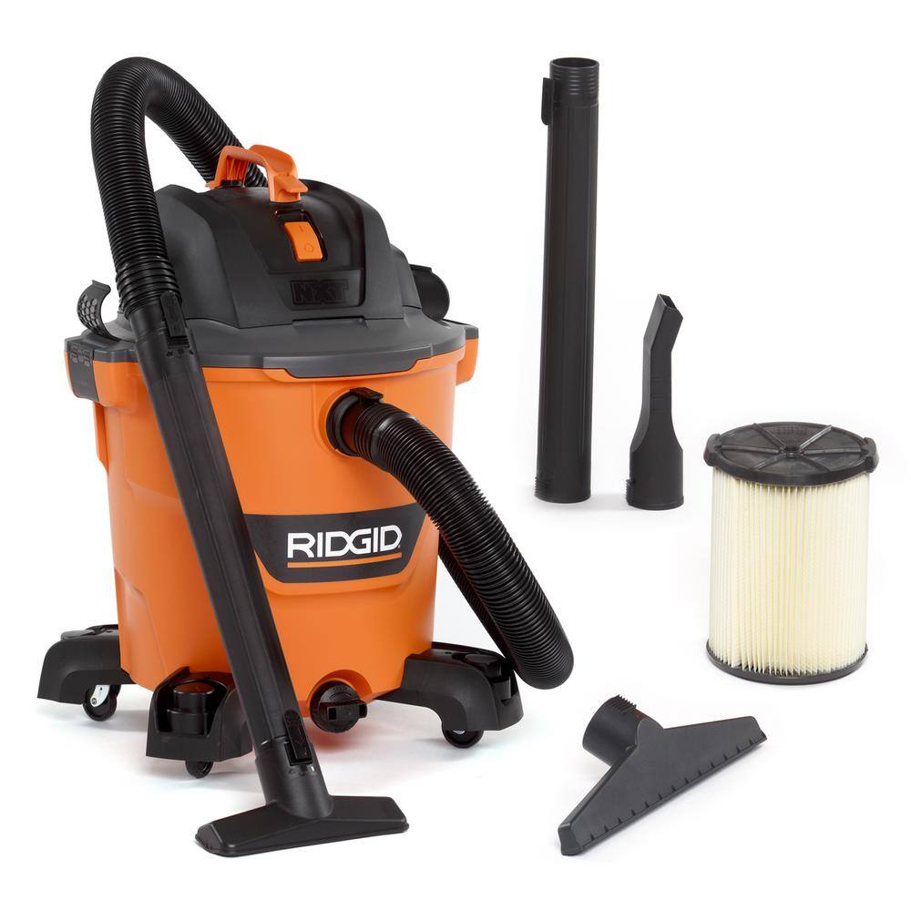 RIDGID 12 Gallon 5.0 Peak HP NXT WetDry Shop Vacuum with Filter Locking Hose and Accessories HD1200