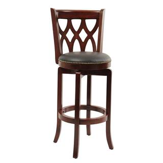 Boraam Cathedral 29 in. Cherry Swivel Cushioned Bar Stool 40329