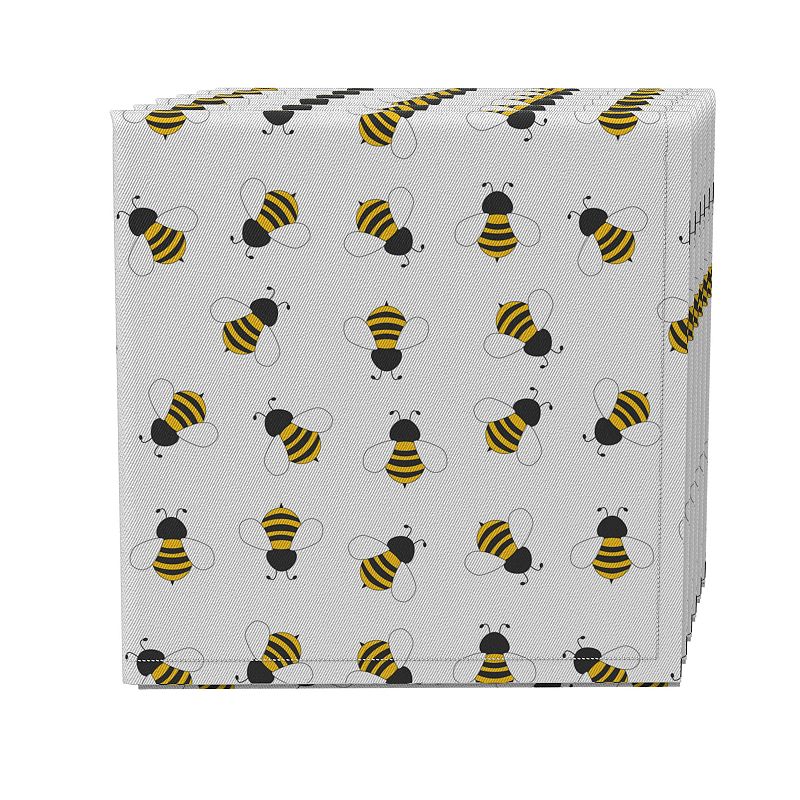 Napkin Set of 4， 100% Cotton， 20x20， Bumble Bees Flying