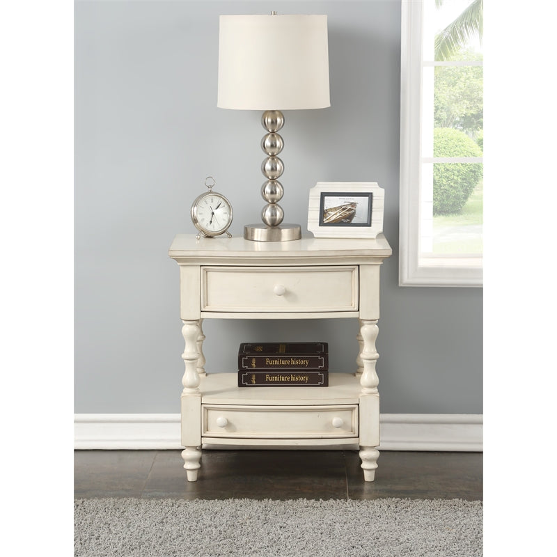 Comfort Pointe Shelton 2-Drawer Wood Nightstand in Antique White