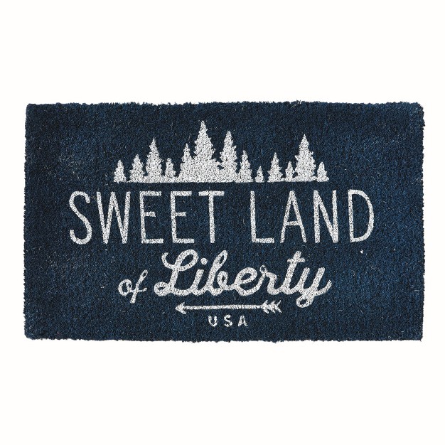 Sweet Land Of Liberty Usa Rectangle Indoor And Outdoor Coir Door Welcome Mat Blue Background