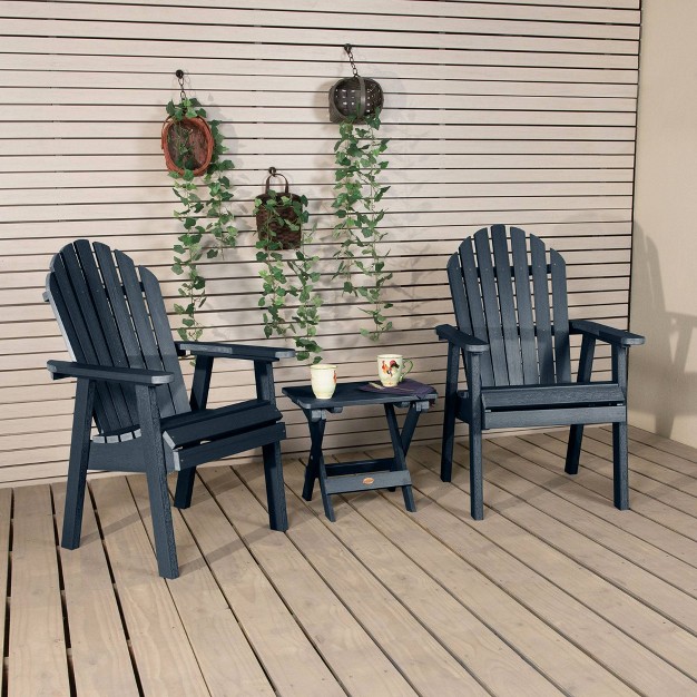 Hamilton 3pc All weather Outdoor Set With Highwood Deck Chairs amp Foldable Side Table Blue