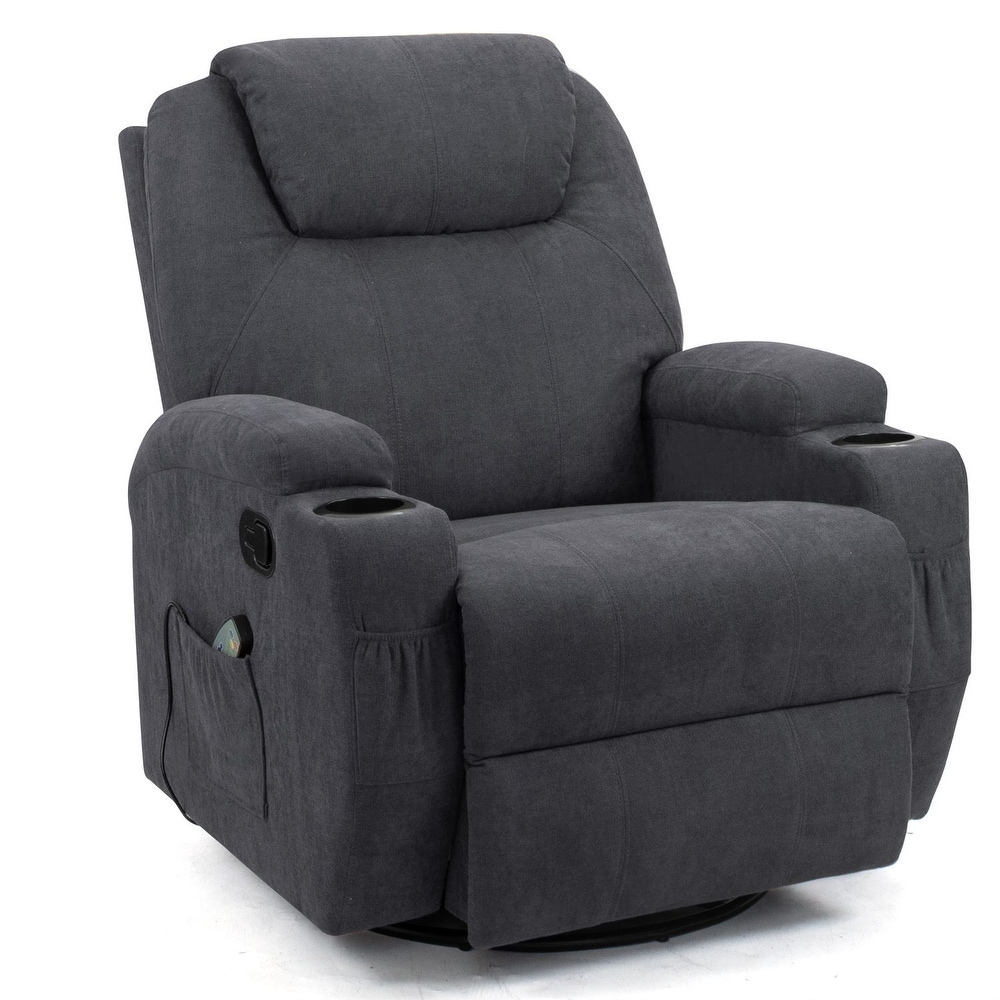 Homall Massage Recliner Chair Swivel Heating Fabric Living Room Sofa