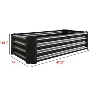 Cesicia 4 ft. x 2 ft. x 1 ft. Black Metal Outdoor Rectangle Raised Garden Bed Planter Box for Vegetables Flowers Herbs W-GXY-30