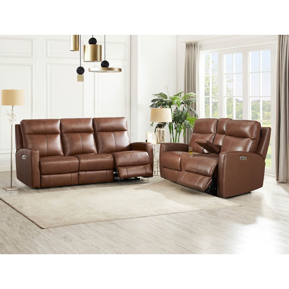 Hydeline Vienna Zero Gravity Power Recline and Headrest Top Grain Leather Sofa and Loveseat with Built in USB A   USB C Ports