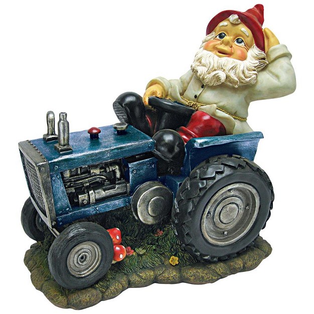 Design Toscano Plowing Pete On His Tractor Garden Gnome Statue Multicolored