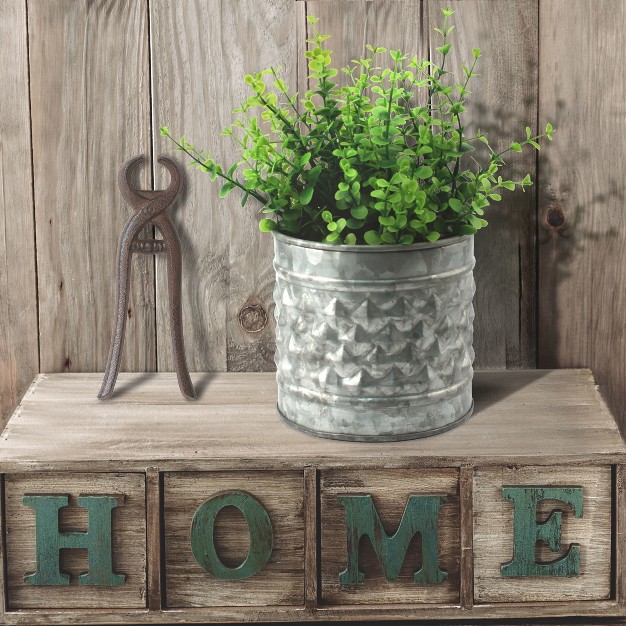 Antique Textured Galvanized Metal Container Gray Stonebriar Collection