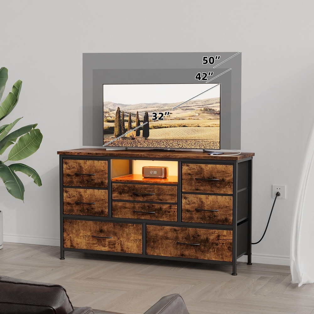 8 Dresser TV Stand with Power Outlet   LED for 55'' TV