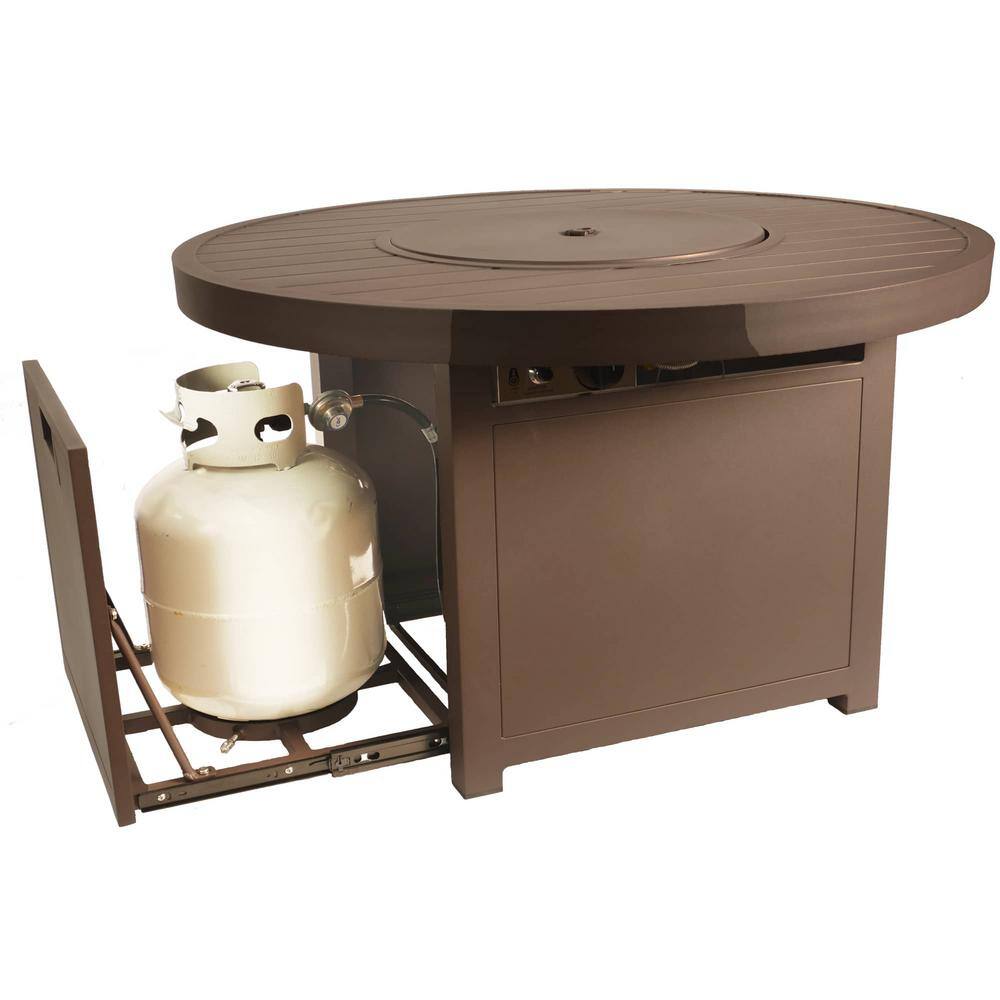 BLUEGRASS LIVING 42 Inch Outdoor Round Aluminum 50000 BTU Propane Fire Pit Table with Crystal Glass Beads 140291