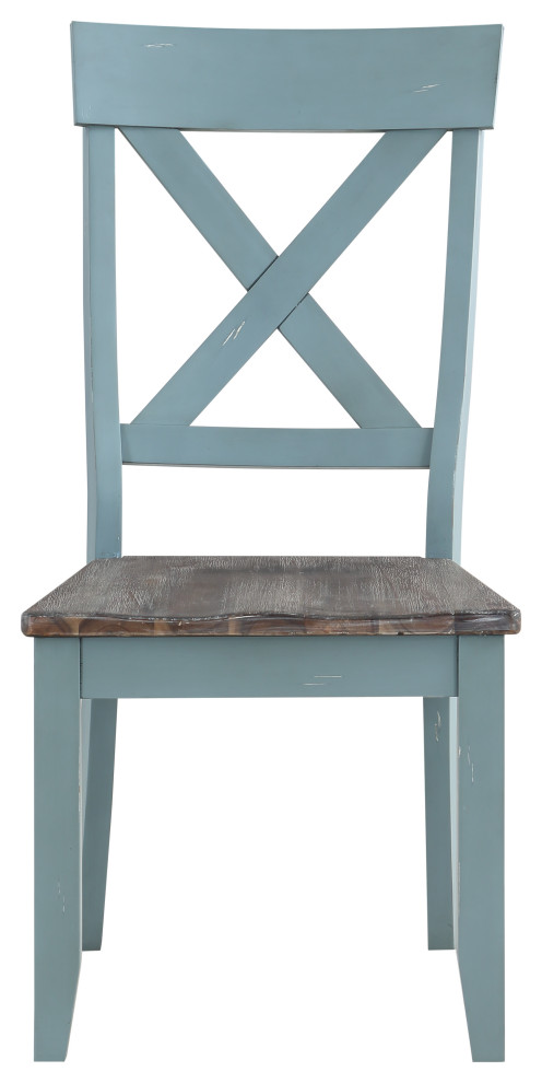 Bar Harbor Blue Blue Crossback Dining Chairs  Set of 2   Farmhouse   Dining Chairs   by Coast to Coast Imports  LLC  Houzz