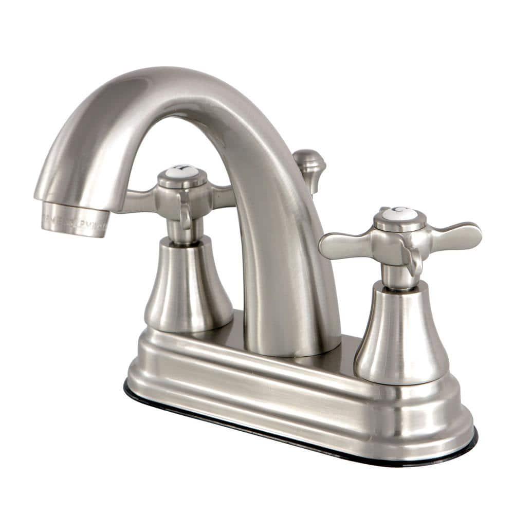 Kingston Brass English Cross 4 in Centerset 2Handle HighArc Bathroom Faucet in Brushed Nickel