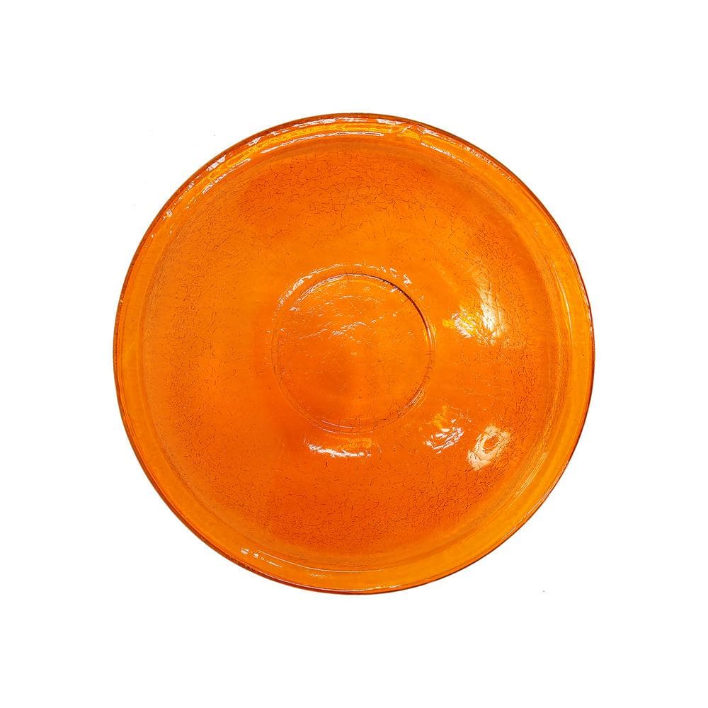 Achla Designs 14 in. Dia Mandarin Orange Reflective Crackle Glass Birdbath Bowl CGB-14M