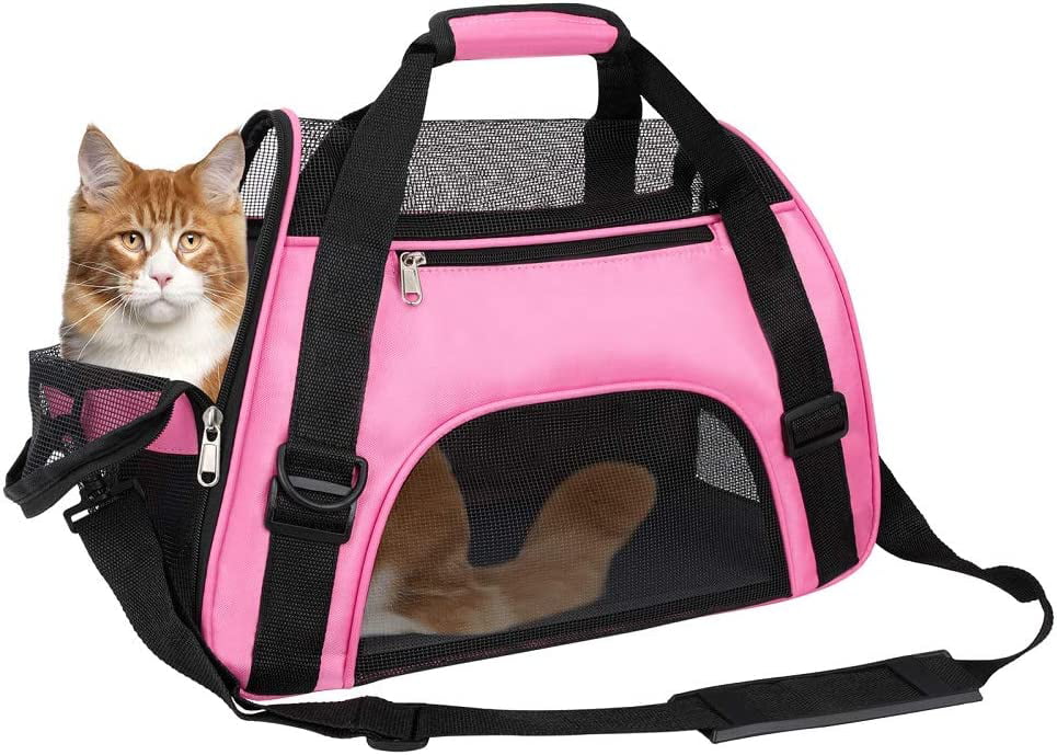 TIYOLAT Pet Carrier Bag， Airline Approved Duffle Bags， Pet Travel Portable Bag Home for Little Dogs， Cats and Puppies， Small Animals （Small-pink）