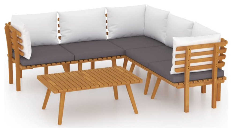 vidaXL Patio Sofa Set Sectional Sofa Patio Furniture 9 Piece Solid Wood Acacia   Midcentury   Outdoor Lounge Sets   by vidaXL LLC  Houzz