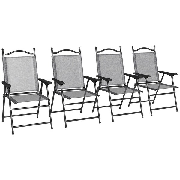 Outsunny Folding Patio Chairs，Set of 4 Camping Chairs with Armrests