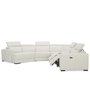 Furniture Jenneth 6-Pc. Leather Sofa with 2 Power Motion Recliners and Cuddler