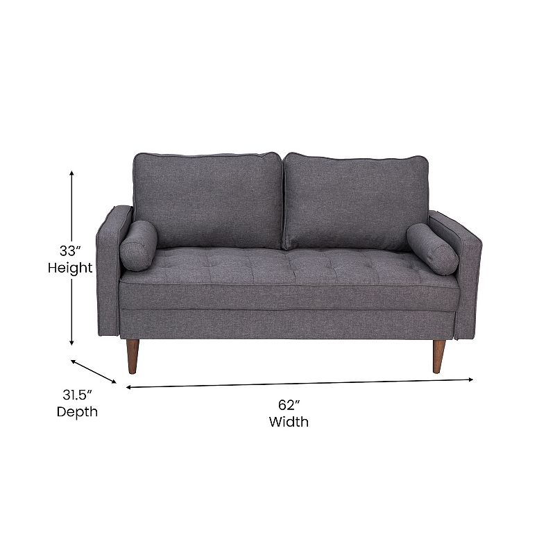 Flash Furniture Hudson Mid-Century Modern Loveseat Sofa