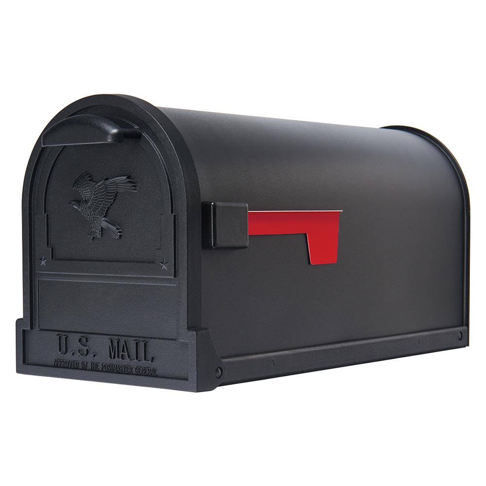 Architectural Mailboxes Arlington Textured Black Large Steel Post Mount Mailbox AR15B0AM