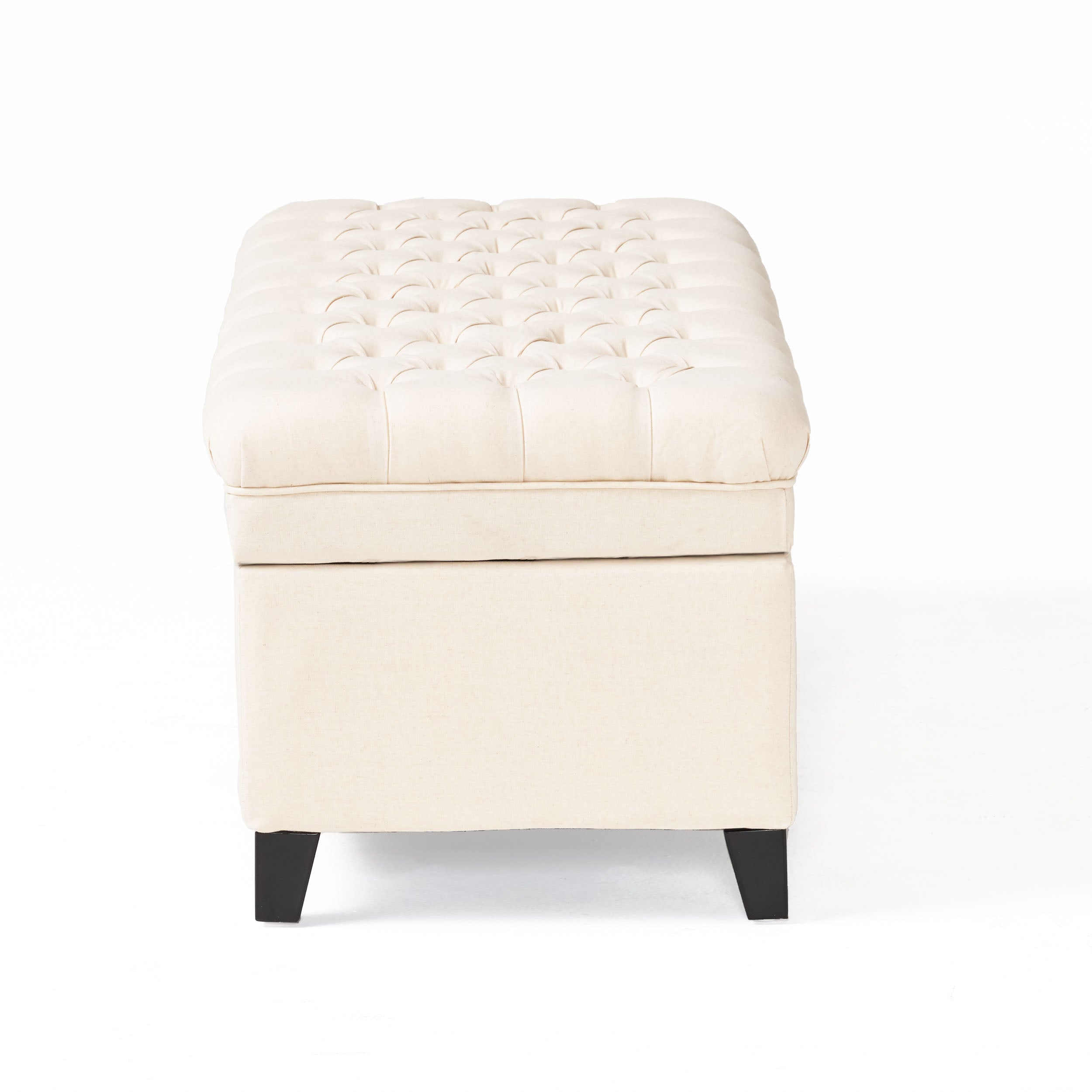 Sheffield French Style Beige Fabric Tufted Storage Ottoman Bench