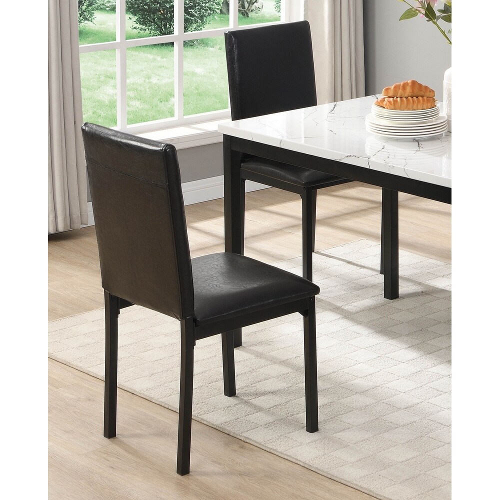 5pc Dining Set  Faux Marble Top Table and 4x Side Chais  Metal Frame Dining Furniture