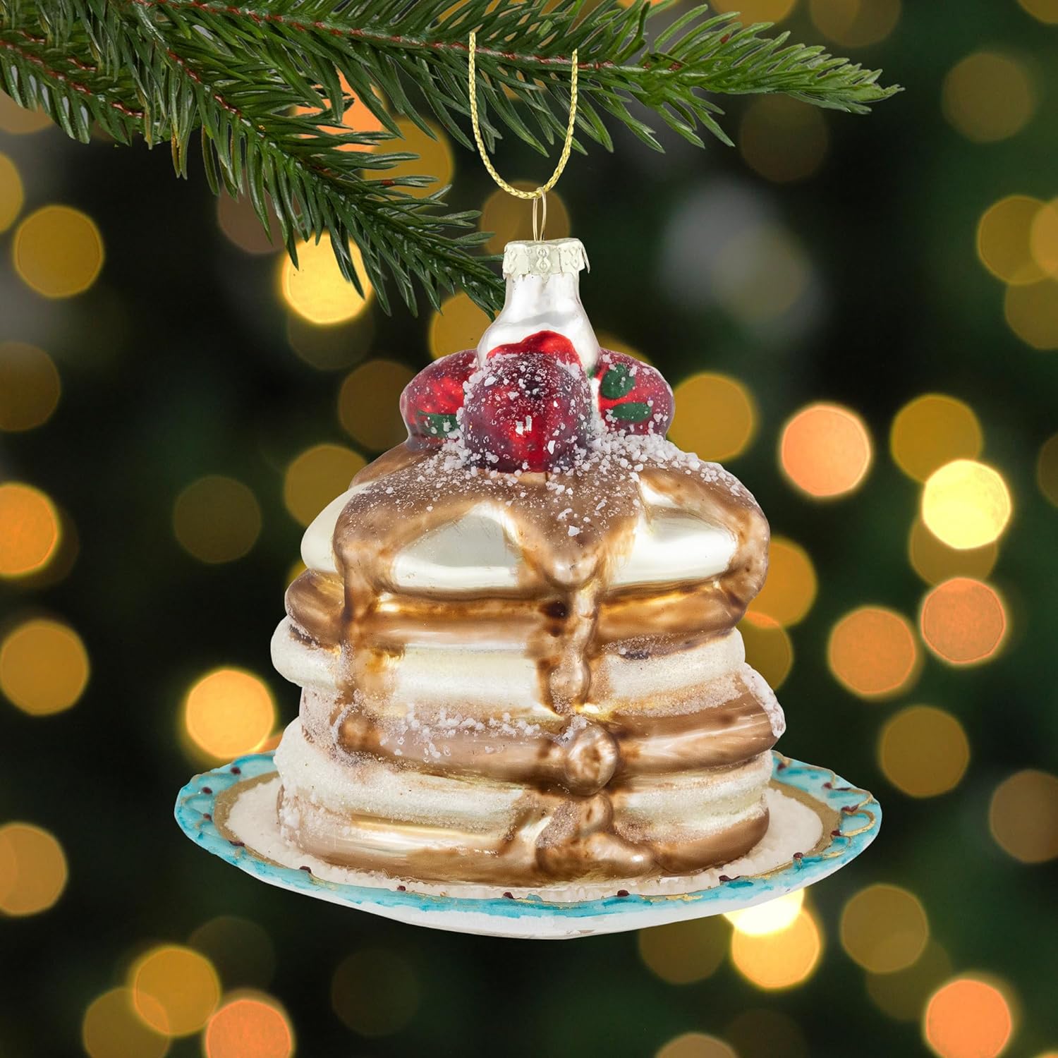 3.5 Strawberry Pancake Glass Ornament Set Of 6