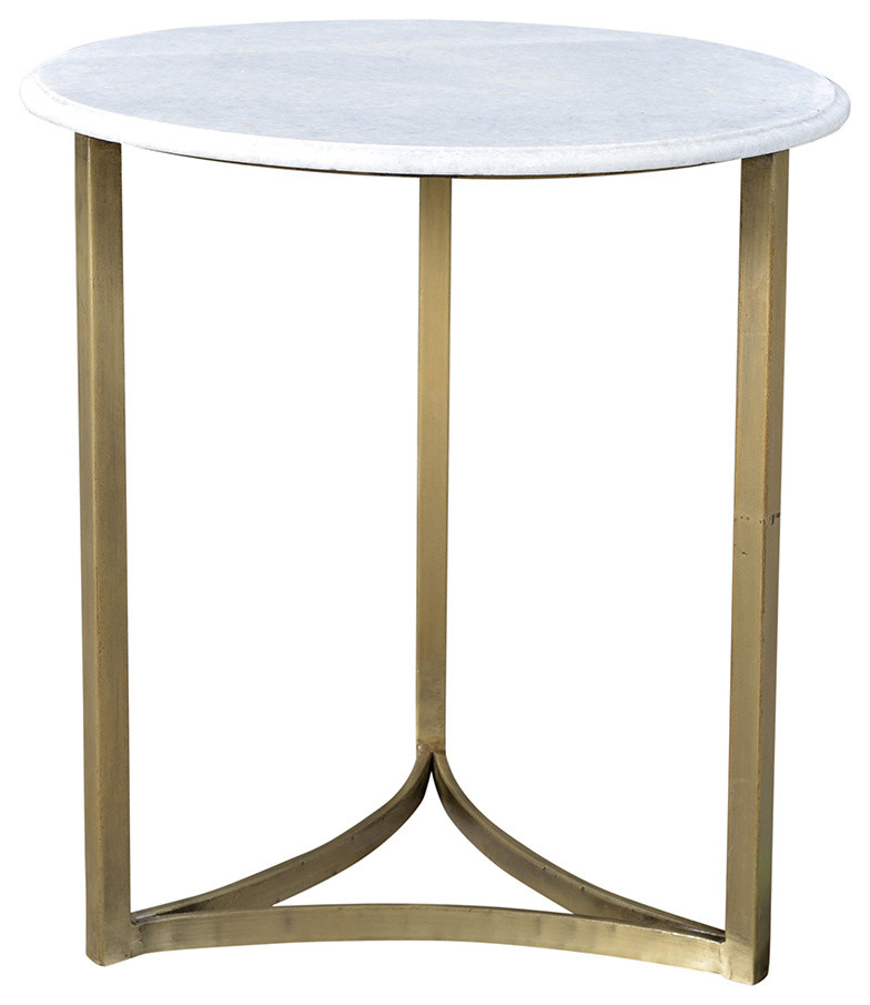 White Marble  ampBrass Side Table   Transitional   Side Tables And End Tables   by Design Mix Furniture  Houzz