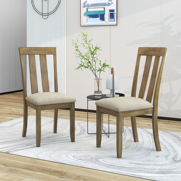 Set of 2 Dining Chairs Soft Fabric Dining Room Chairs with Seat Cushions and Curved Back for Kitchen