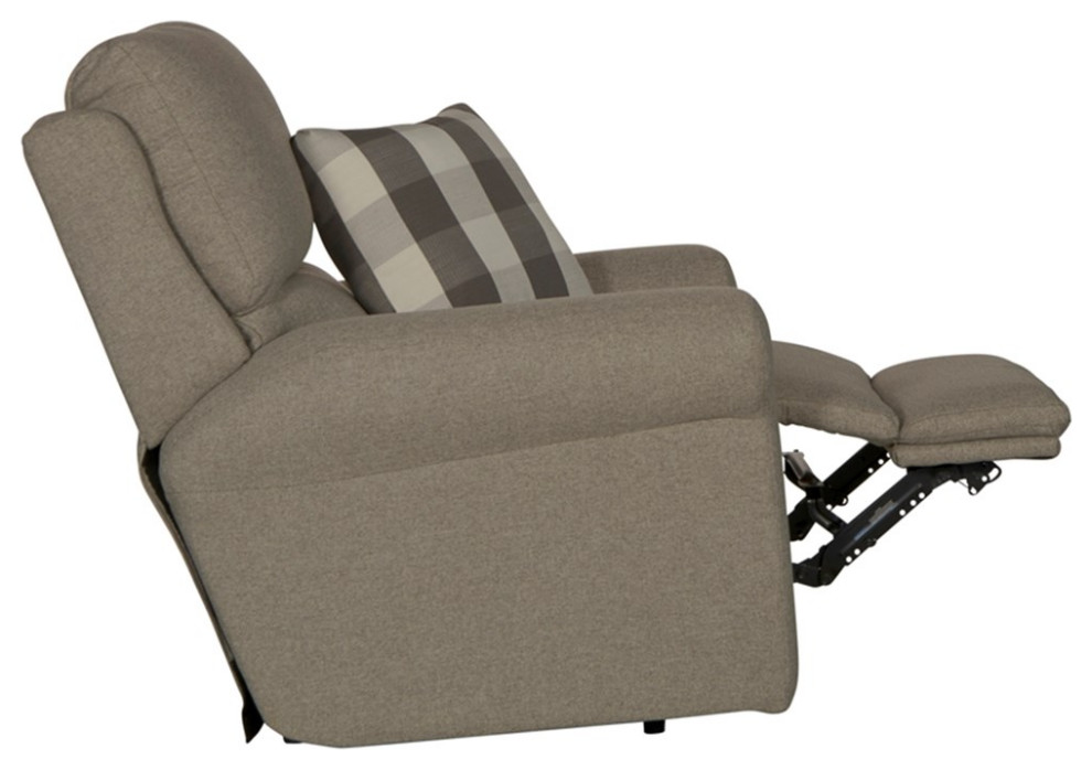 Catnapper Eastland Power Recliner in Gray Polyester Fabric with Accent Pillow   Transitional   Recliner Chairs   by Homesquare  Houzz