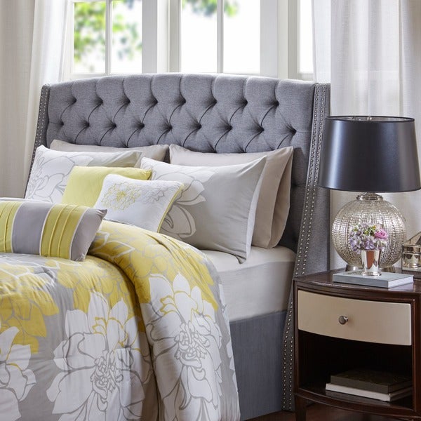 Madison Park Estella Grey Upholstery Headboard - - 15871108