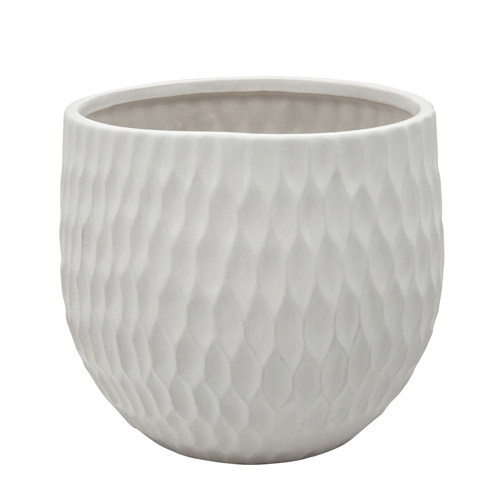 Ec  Set of 3 Ceramic Planters  Matte White 8\