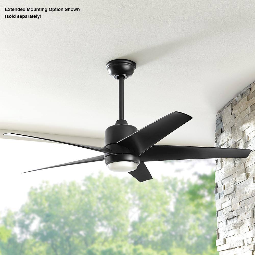 Hampton Bay Mena 54 in. White Color Changing Integrated LED IndoorOutdoor Matte Black Ceiling Fan with Light Kit and Remote Control 99919