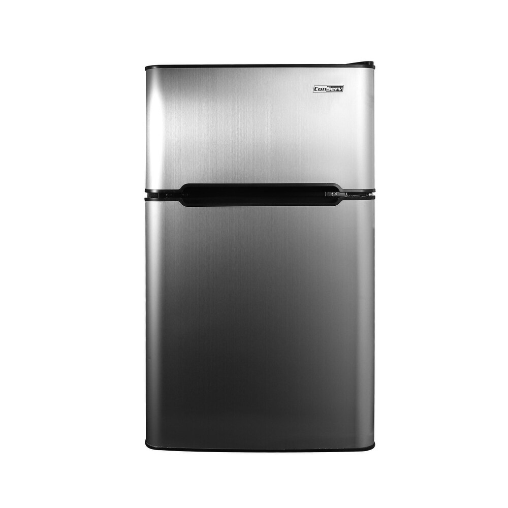 ConServ 3 cu.ft 2 Door Mini Freestanding Refrigerator with Freezer in Stainless Steel/ Black