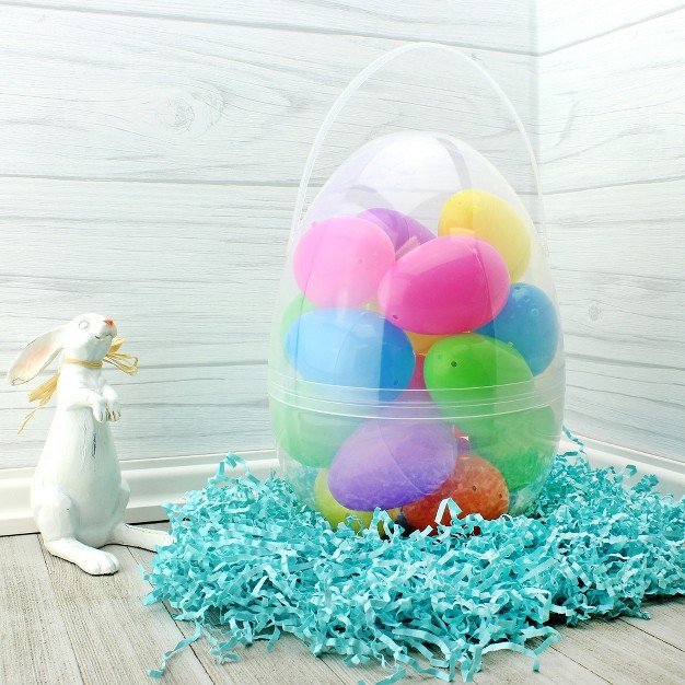 Cornucopia Brands Jumbo Plastic Easter Eggs 4pk 10in Giant Clear Egg shaped Buckets W Handles