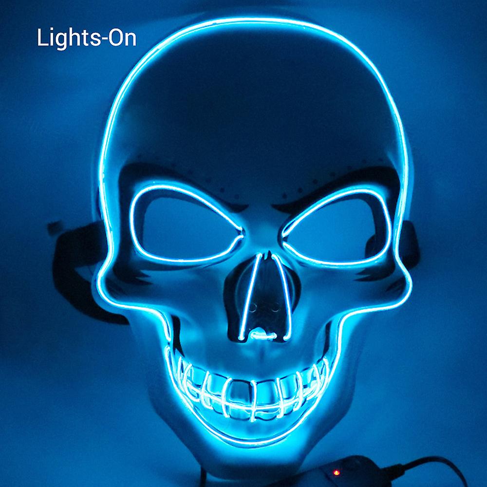 Halloween Mask El Wired Light Up Mask Cosplay Scary Mask For Halloween Festival Party Orange