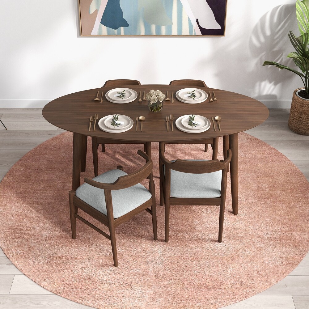 Rexus Modern Solid Wood Oval Dining Table and Chair Set Dining Room Furniture Set