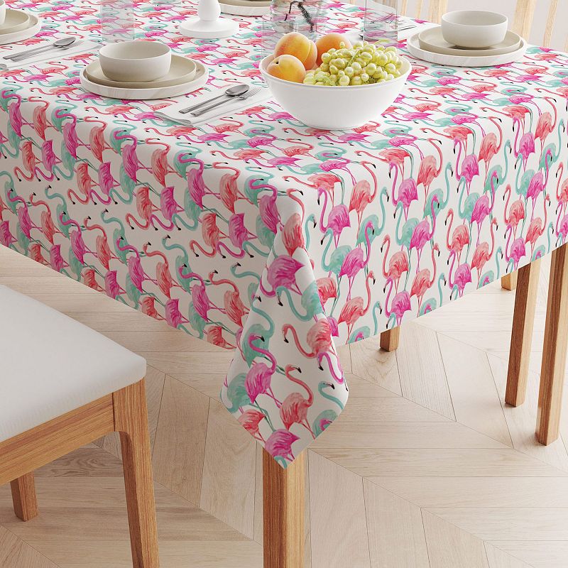 Square Tablecloth， 100% Polyester， 70x70， Flamingo Beach