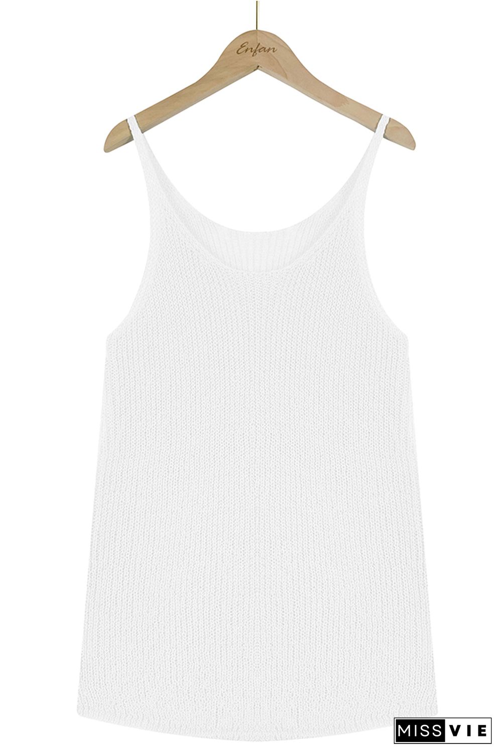 Color Block and Plain U Neck Knit Tank Top