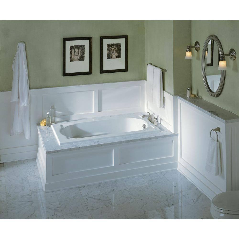 KOHLER Devonshire 60 in. x 32 in. Acrylic Drop-In Whirlpool Bathtub with Reversible Drain in White K-1357-0