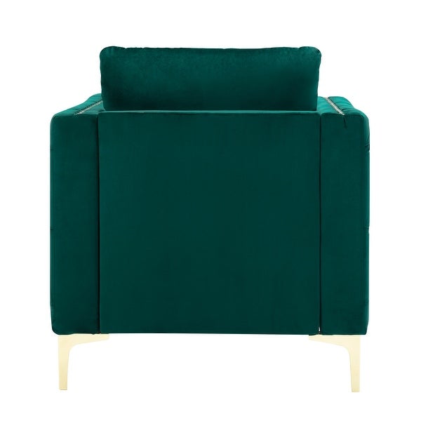 Modern Accent/Club Armchair， Tufted Button， Steel Legs