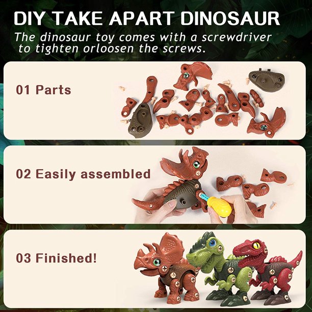 Dinosaur Take Apart Toys Stem Dinosaur Toys for Kids 3-5 5-7 Educational Construction Building Toys for 3， 4， 5， 6， 7 Year Old Boys Ideal Xmas Birthday Gifts