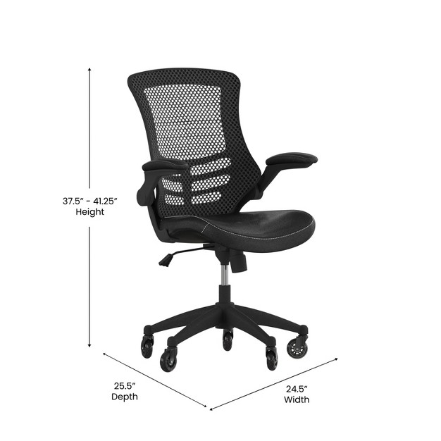 Flash Furniture Kelista Mid back Swivel Ergonomic Task Office Chair With Flip up Arms And Transparent Roller Wheels