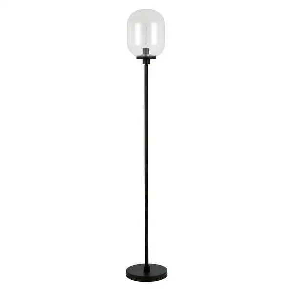 Agnolo Handmade Seeded Glass Blackened Bronze Floor Lamp