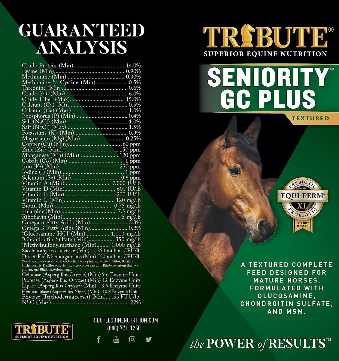 Tribute Equine Nutrition Seniority GC Plus Horse Feed， 50-lb bag