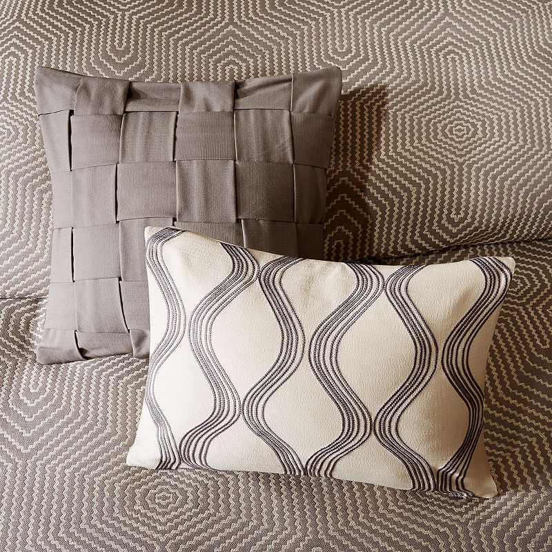 Madison Park Signature Shades of Gray Geometric Comforter Set with Throw Pillows