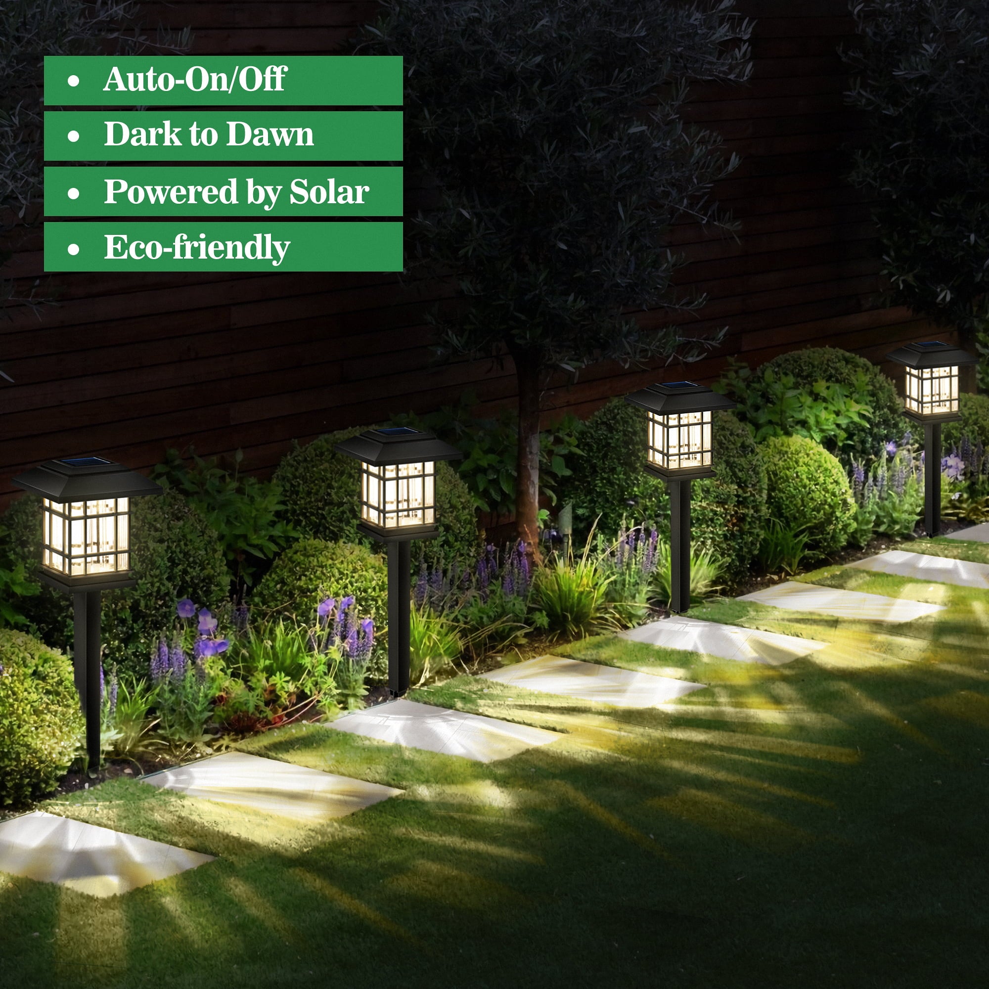 Solar Lawn Light 6PK Solar Pathway Light for Lawn Walkway Yard Patio Deck Super Bright Outdoor Waterproof Auto-on/off Warm White