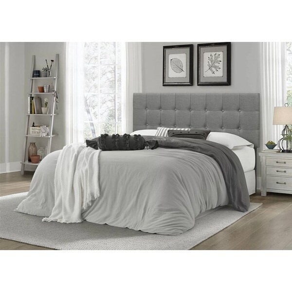 Modern Classic Style Button-Tufted Headboard in Grey Upholstered Fabric - - 36214990